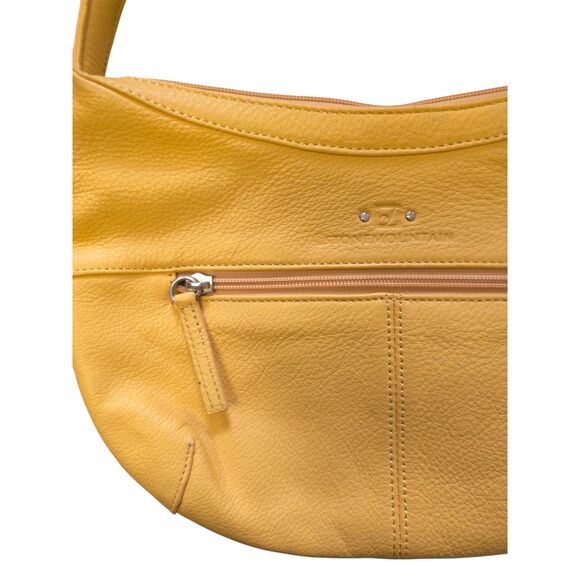 VTG Stone Mountain Mustard Yellow Leather Shoulder Hobo Bag Y2K Minimalist - Picture 4 of 8